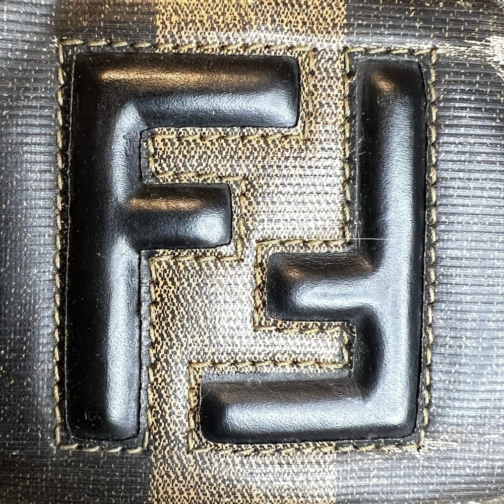 FENDI VINTAGE ITALIAN LEATHER PENGUIN STRIPED PURSE TOTE - Picture 12 of 15